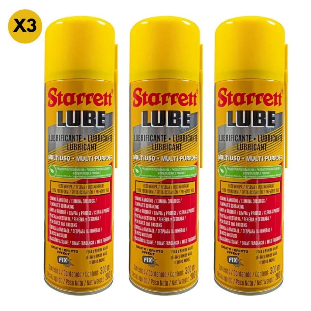 Kit 3 Desengripante Anti Ferrugem Lubrificante Multiuso Lube 300ml Starrett