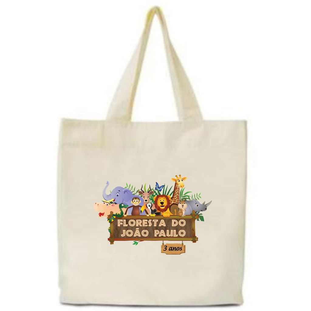 Kit 20 Ecobag Sacolas Sustentáveis 30x30 Transfer 14x20 Personalizada Festinha Aniversário Safari