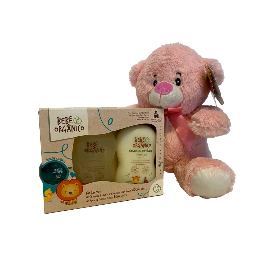 Kit Pelúcia + Shampoo + Condicionador + Colônia Suave Bebê Orgânico - 430 ml
