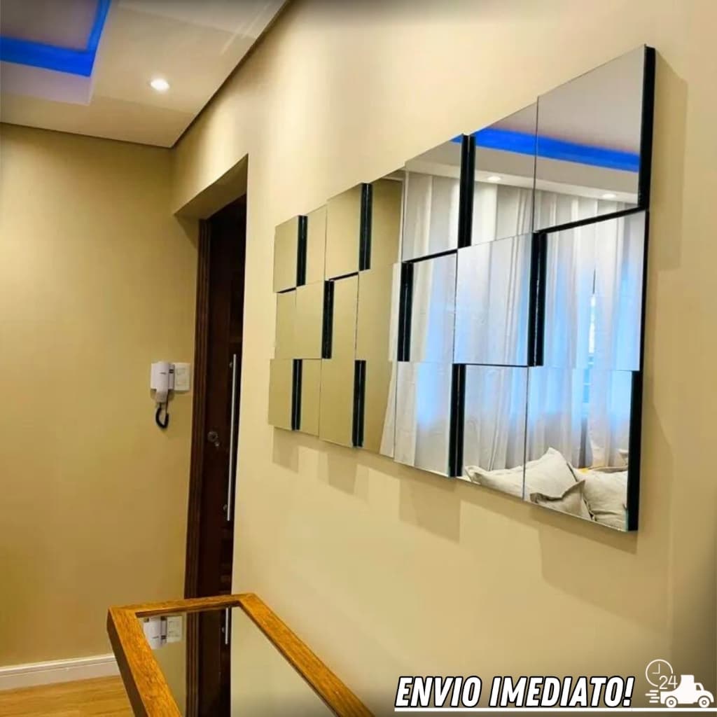 Espelho Decorativo De Parede Adesivo 3D Lapidado Liverpool Para Quarto Sala Escritório