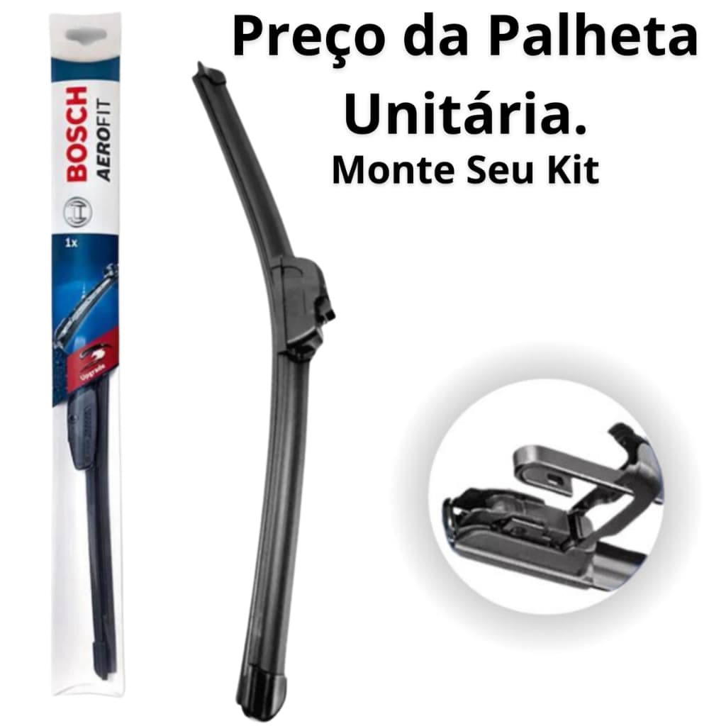 Palheta Limpador Parabrisa Carro Modelo Gancho Original Bosch Aerofit De Silicone