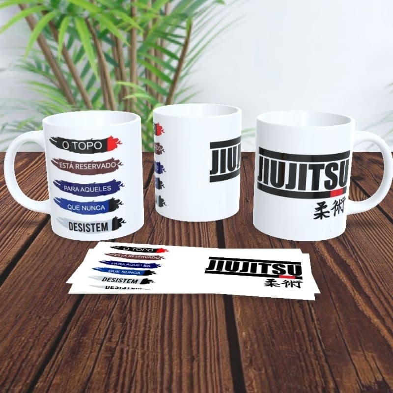 Caneca de Jiu-jitsu Personalizada com o Nome Faixas Promoção Porcelana | Presente Exclusivo