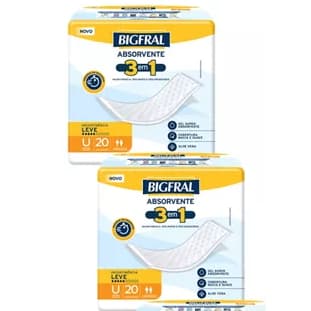 Kit 02 Pct Absorvente Geriátrico Bigfral 3 Em 1 Tamanho Único Com 20 unid cada
