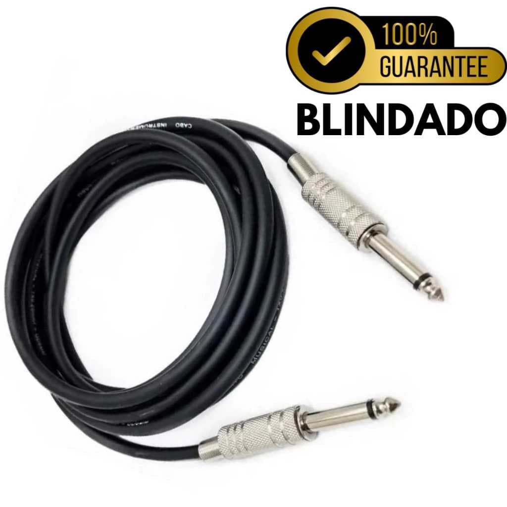Cabo P10/P10 3 Metros Mesa de Som Guitarra Violão Baixo Caixa Passiva igreja