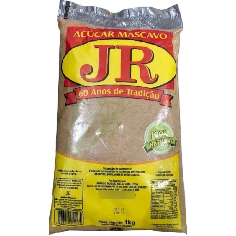 kit 5 Açúcar Mascavo Jr 100% Natural de 1kg