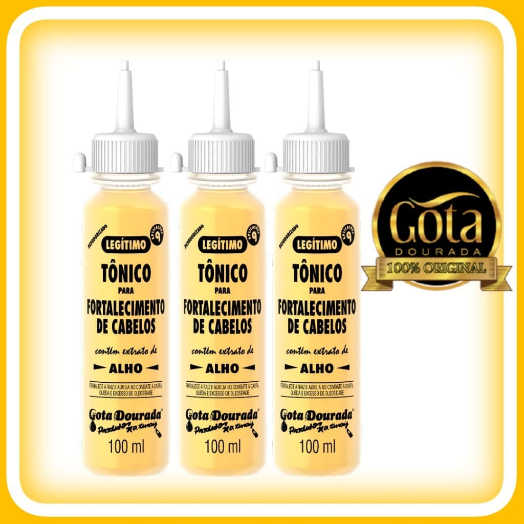 Kit Tônico Capilar Alho Gota Dourada Antiqueda com 3 unidades