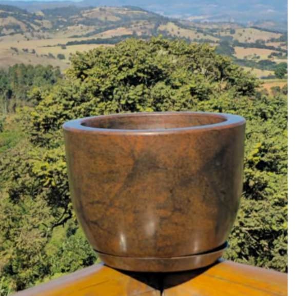 Vaso de  plantas em Polietileno decorativo Redondo bojo pp com prato coletor