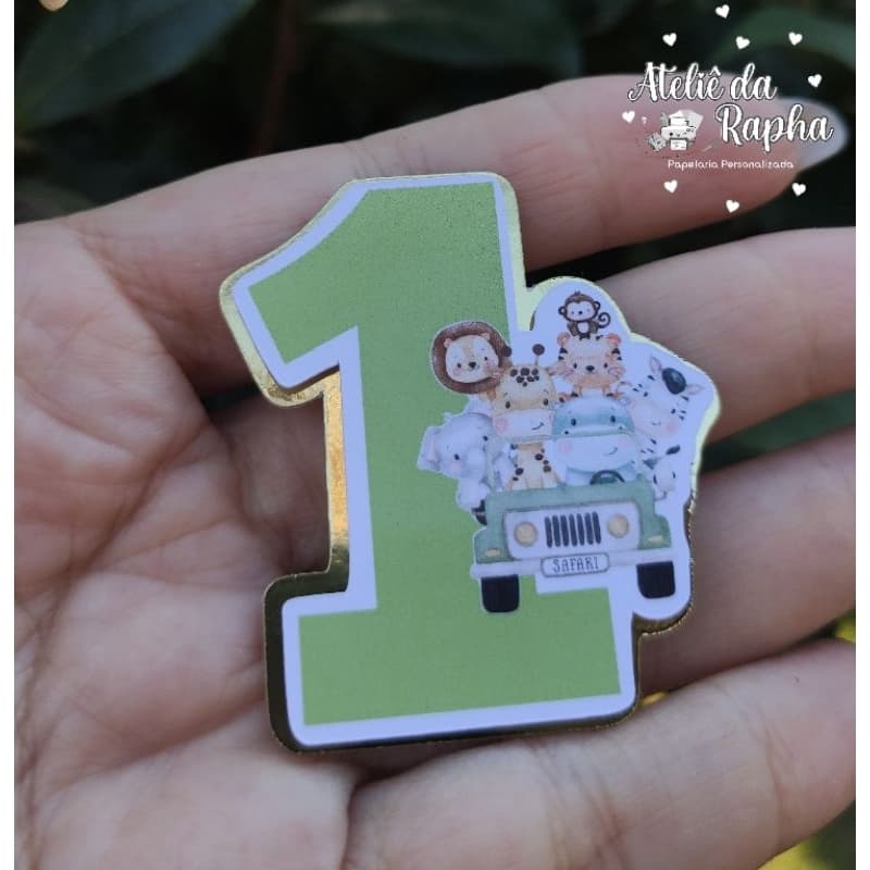 10 Apliques 3D Número Safari Baby - Fazemos Todos os Temas