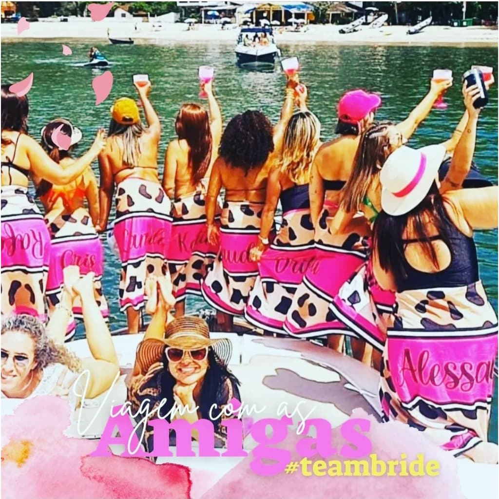 Pareô Canga de Praia Personalizada Oncinha Rosa