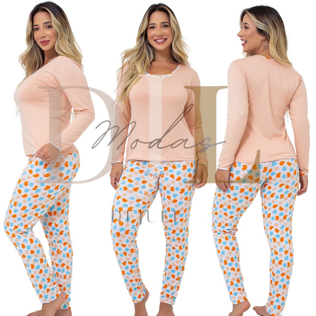 Pijama Adulto Suede Viés Conforto Inverno Linha Noite