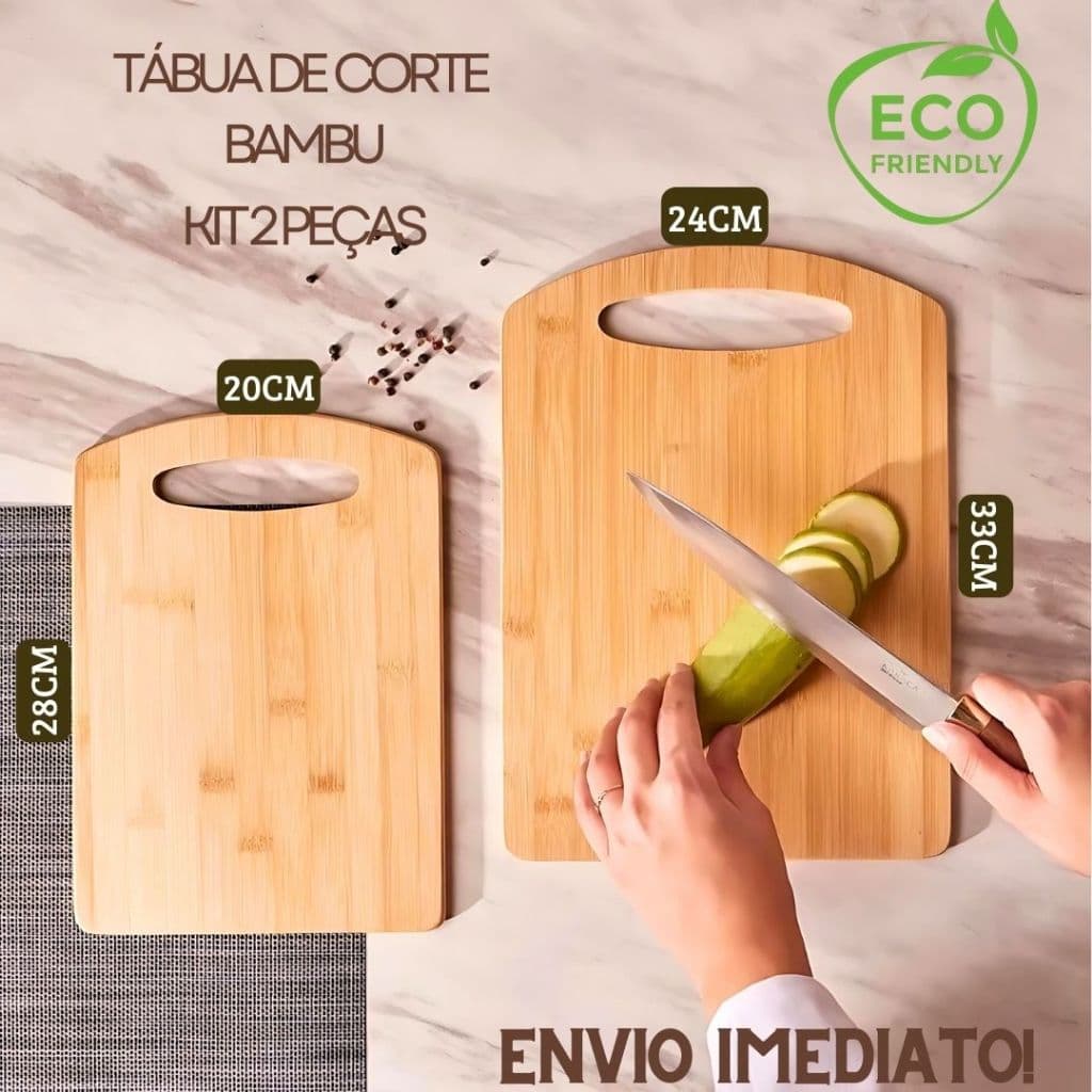 Conjunto Kit 2 Peças Tábua de Corte Carne Legumes Retangular Resistente Casa Cozinha 30x20cm/34x24cm