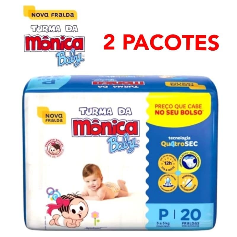 Fralda Turma da Mônica Baby, PACOTES descartável P M G XG