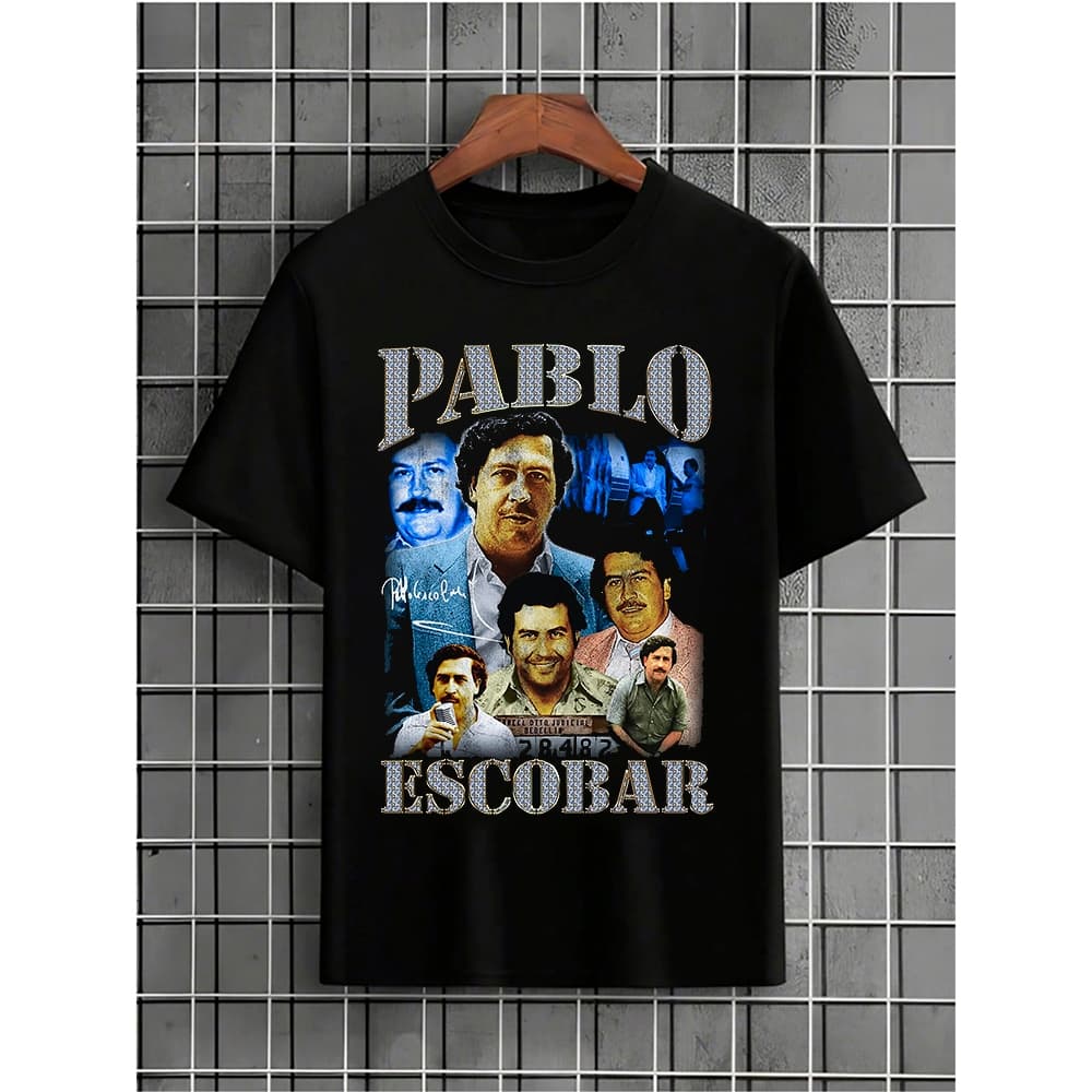 Camiseta T-shirt Basica Slim Confortavel Pablo Escobar Retratos Estampado