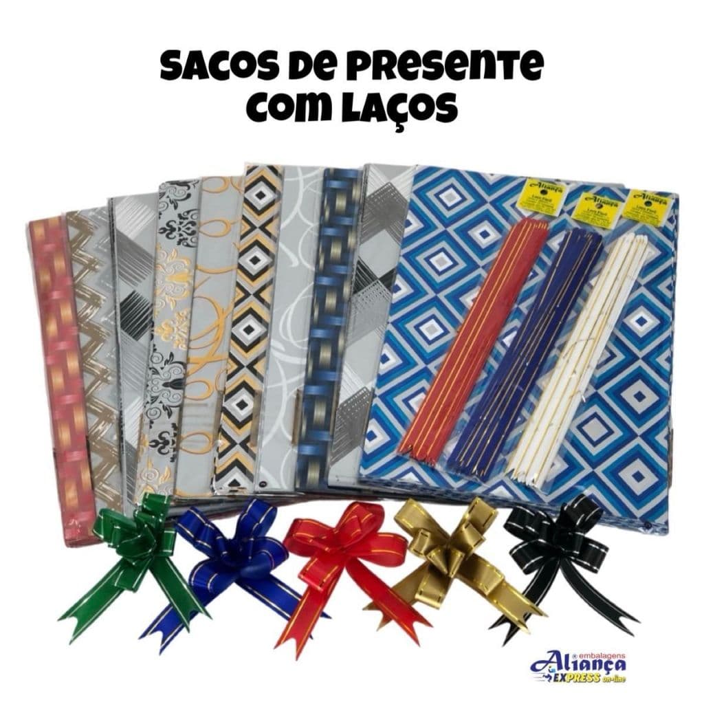 50 Sacos de presente 20x29cm com laços pequenos