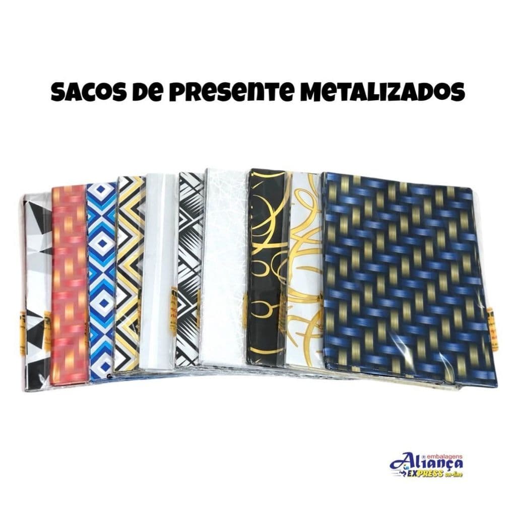 50 Sacos de presente 20x29cm em BOPP Metalizados
