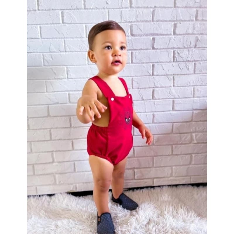 Romper Masculino Jardineira Homem Aranha