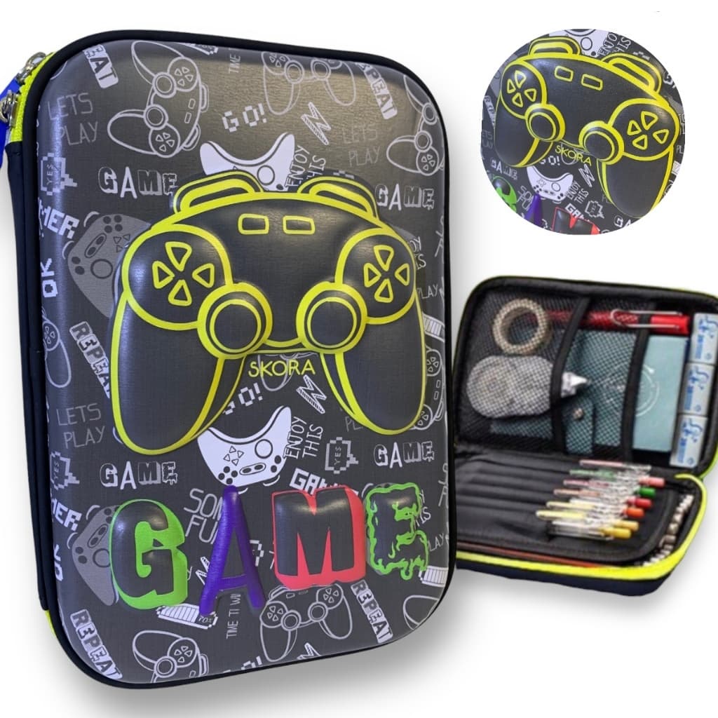 Estojo Escolar Infantil 3d Organizador 3 Divisórias Grande Box Multifuncional