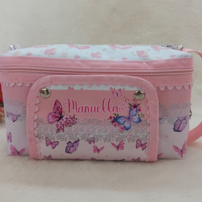 Nécessaire do Bebê - Porta Fraldas e Lenços Umedecidos - Mamãe e Bebê - Maternidade - Borboletas
