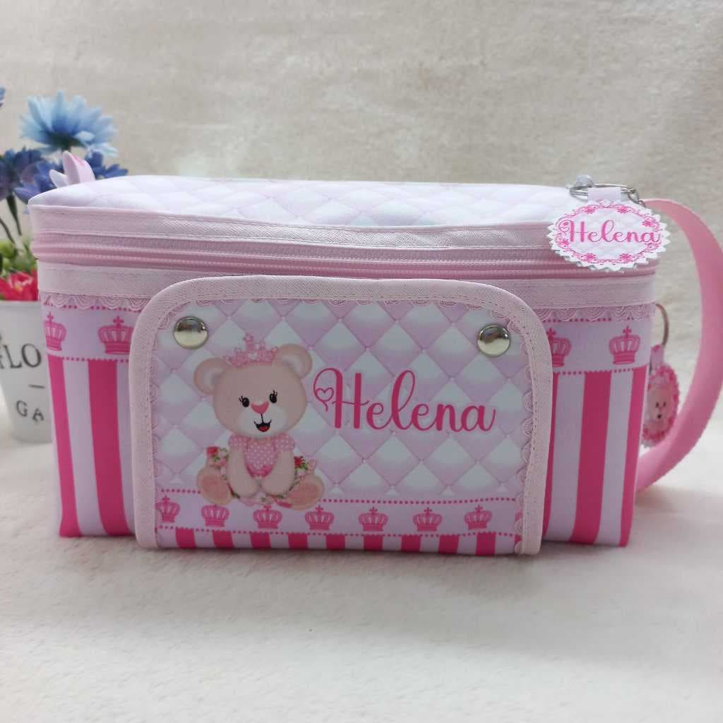 Nécessaire Maternidade - Porta Lenços - Porta Fraldas  - Higiene do Bebê - Tema Ursinha Princesa