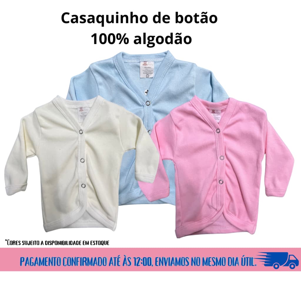 Casaco para bebe menino e menina - Casaquinho 100% algodão com botões de pressão (1 unidade)