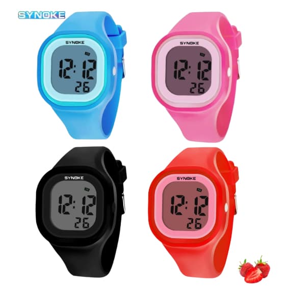 Relógio Esportivo Digital Masculino e Feminino Pulseira de Silicone Synoke