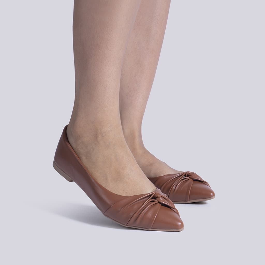 Sapatilha Feminina Bico Fino Marrom Casual Moda Confortável Dia a Dia Hope Shoes Calçados 34 a 40