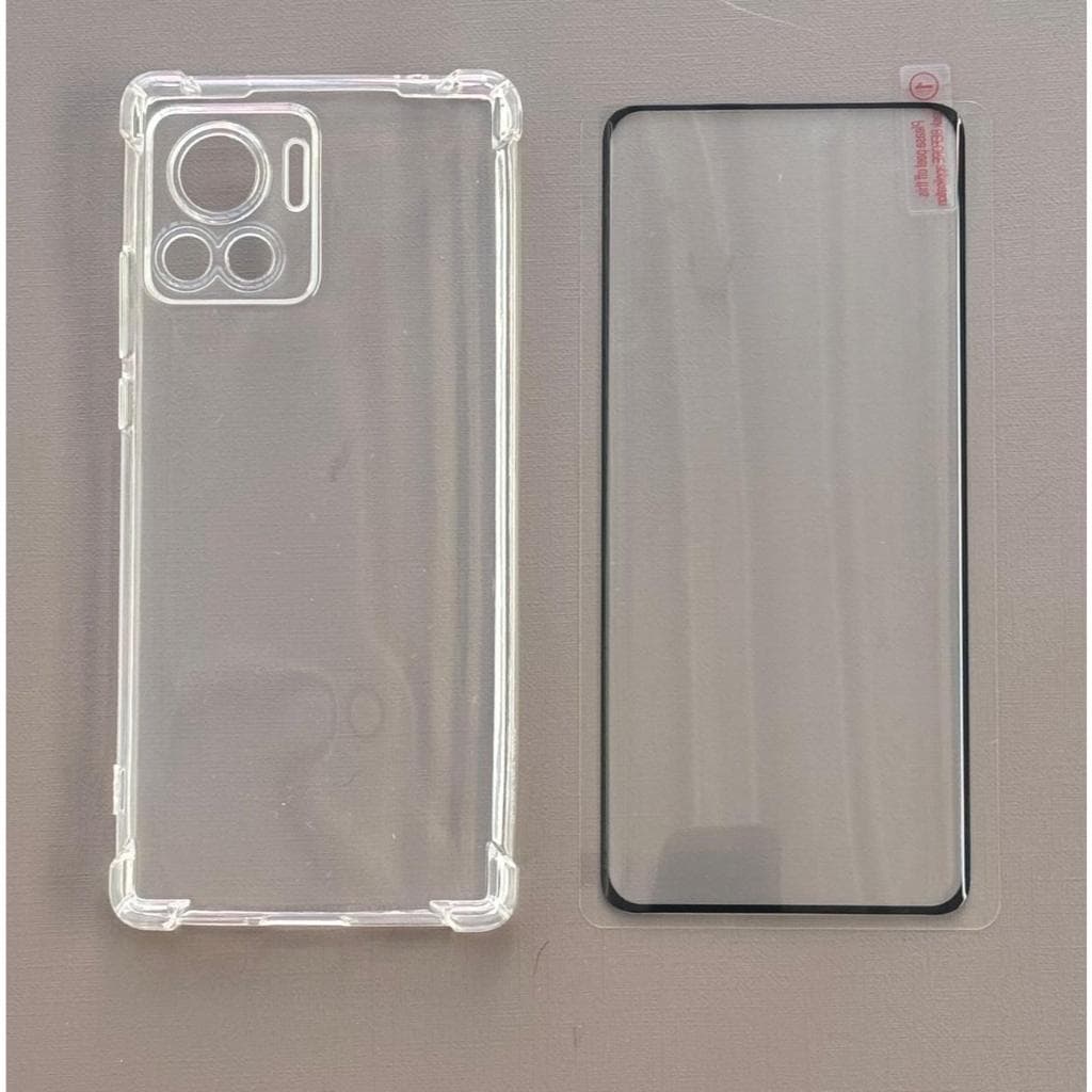 Kit / Película de Vidro Cola Inteira: Adequada Para Telas Curvas + Capa Anti Shock Impacto Transparente, Motorola Moto Edge 30 40 50 G85  Neo Fusion  Pro Ultra CPL026-09  - PL19