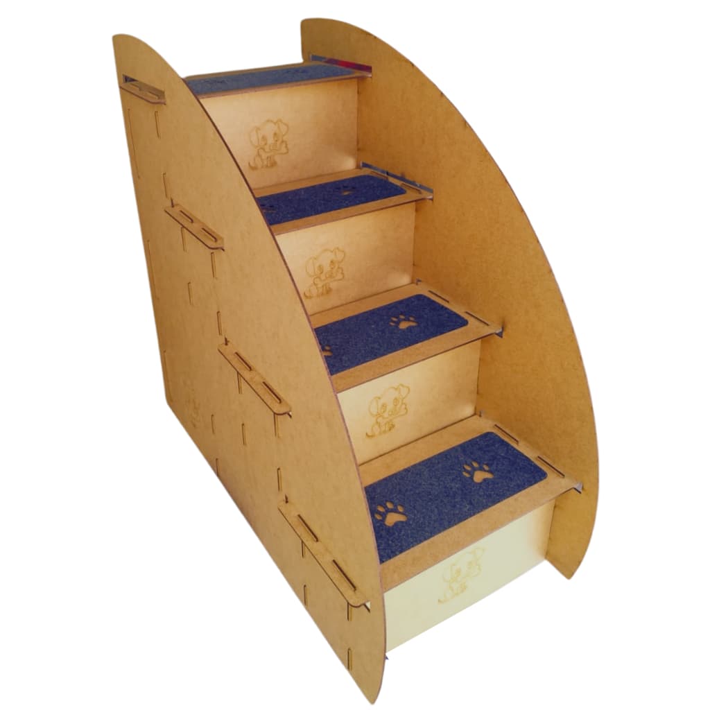 Escada Pet Cama Madeira Mdf 4 Degraus Cachorro Gato 60cm