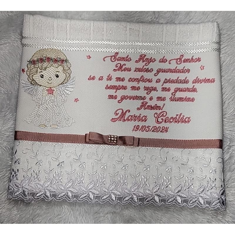 Kit Toalha  para Batizado e vela para Batizado/Anjinhos para Batizado