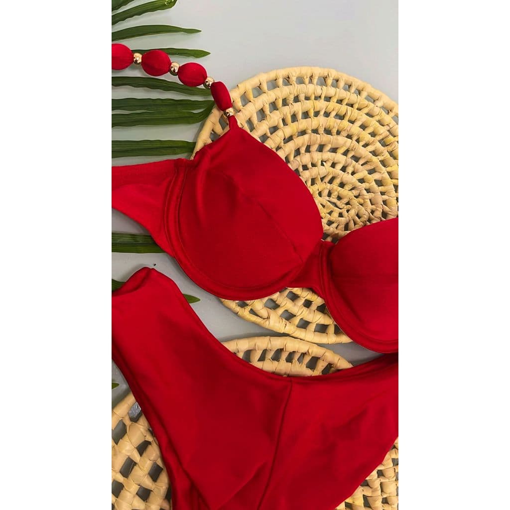 Biquini meia taça com detalhe na alça luxo e calcinha asa delta fio duplo moda blogueira tendência verão