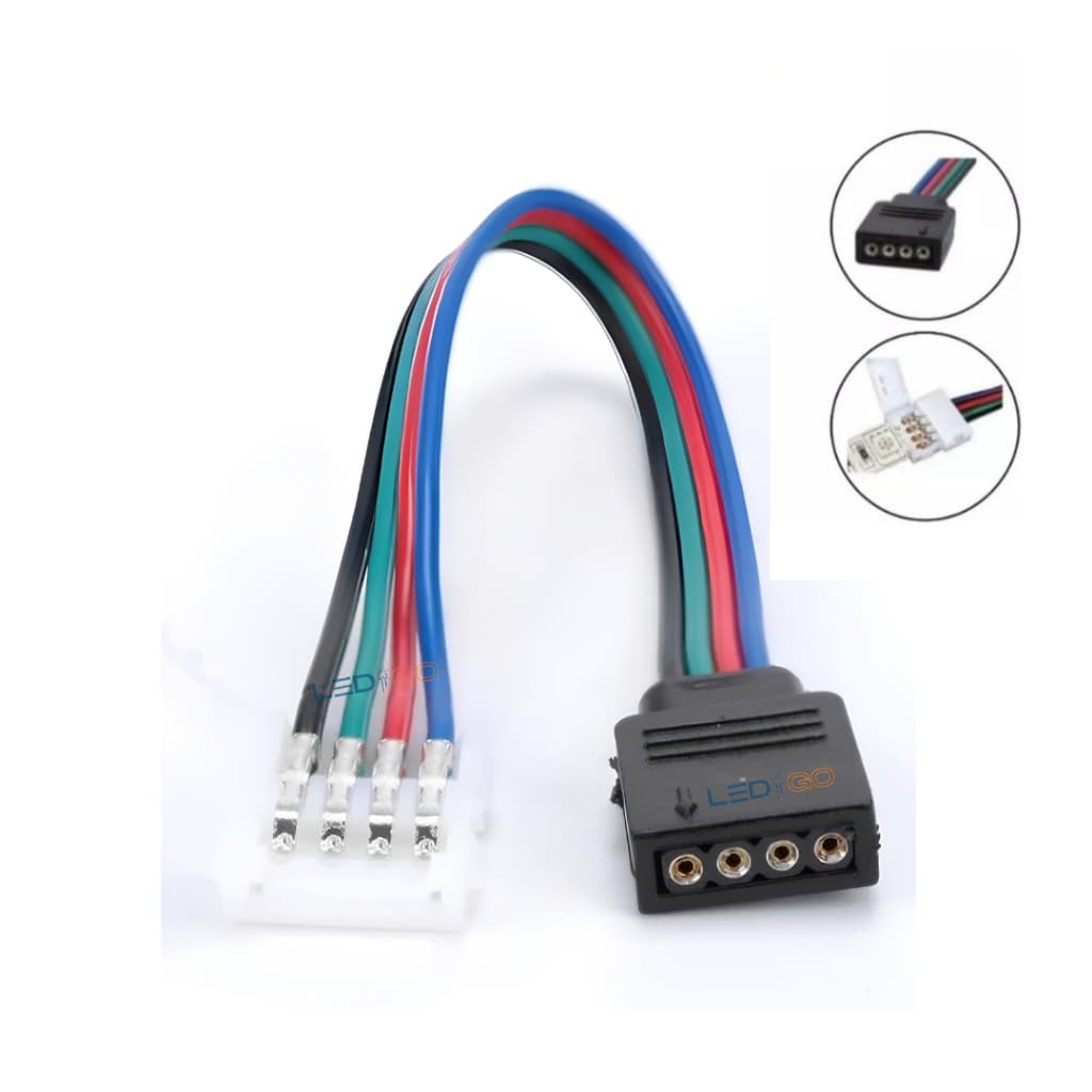 Conector Emenda Adaptador Fita Led Luz Rgb De 4 Vias Rabicho - 1 unidade