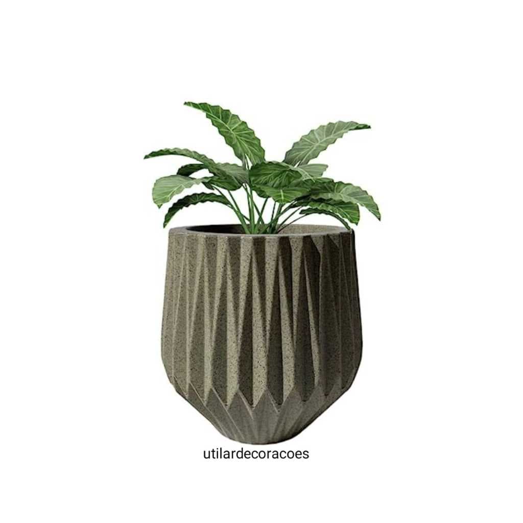Vaso  Geométrico Grécia de Polietileno Cor Bege