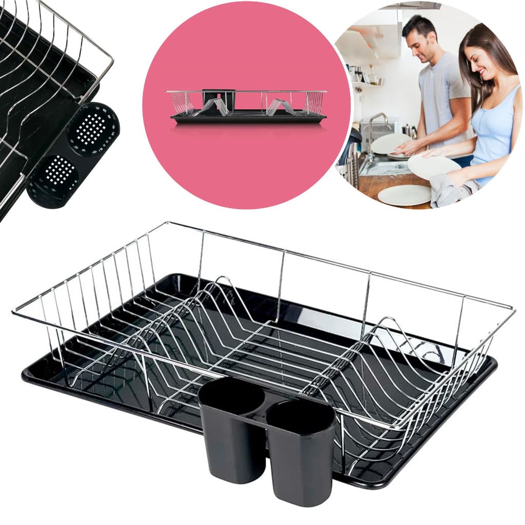Escorredor De Louça 18 Pratos Com Bandeja + Porta Talheres