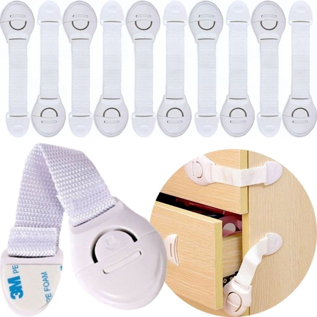 Kit 10 Trava Tranca Para Gaveta Porta Armário Segurança Proteção Bebê Cozinha Quarto