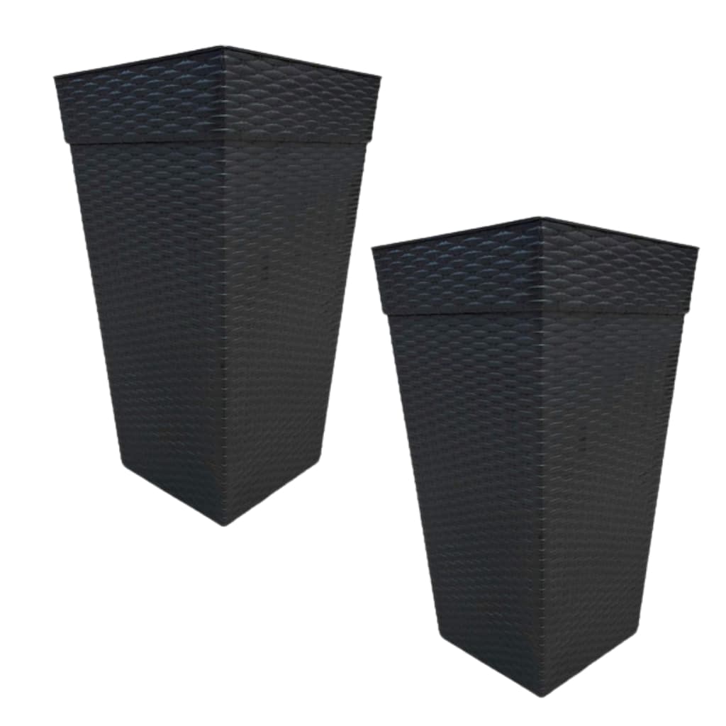 KIT 2 pçs Vaso Quadrado Rattan Grande 28 L  -  Lançamento Preto