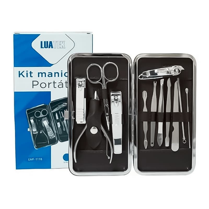 Kit Cortador de Unhas Manicure Kit Cortadores Kit Masculino Feminino 12pcs Tesoura Portátil Estojo