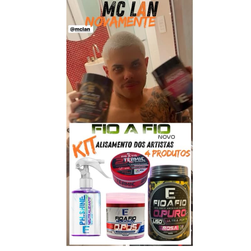 kit Alisamento para homens dos artistas 4 produtos Mc Lan indica alisamento americano