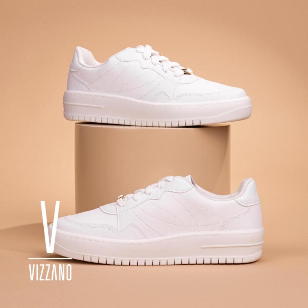 Tênis Casual Feminino Confortável Branco Original Vizzano Plataforma Alta - 1389
