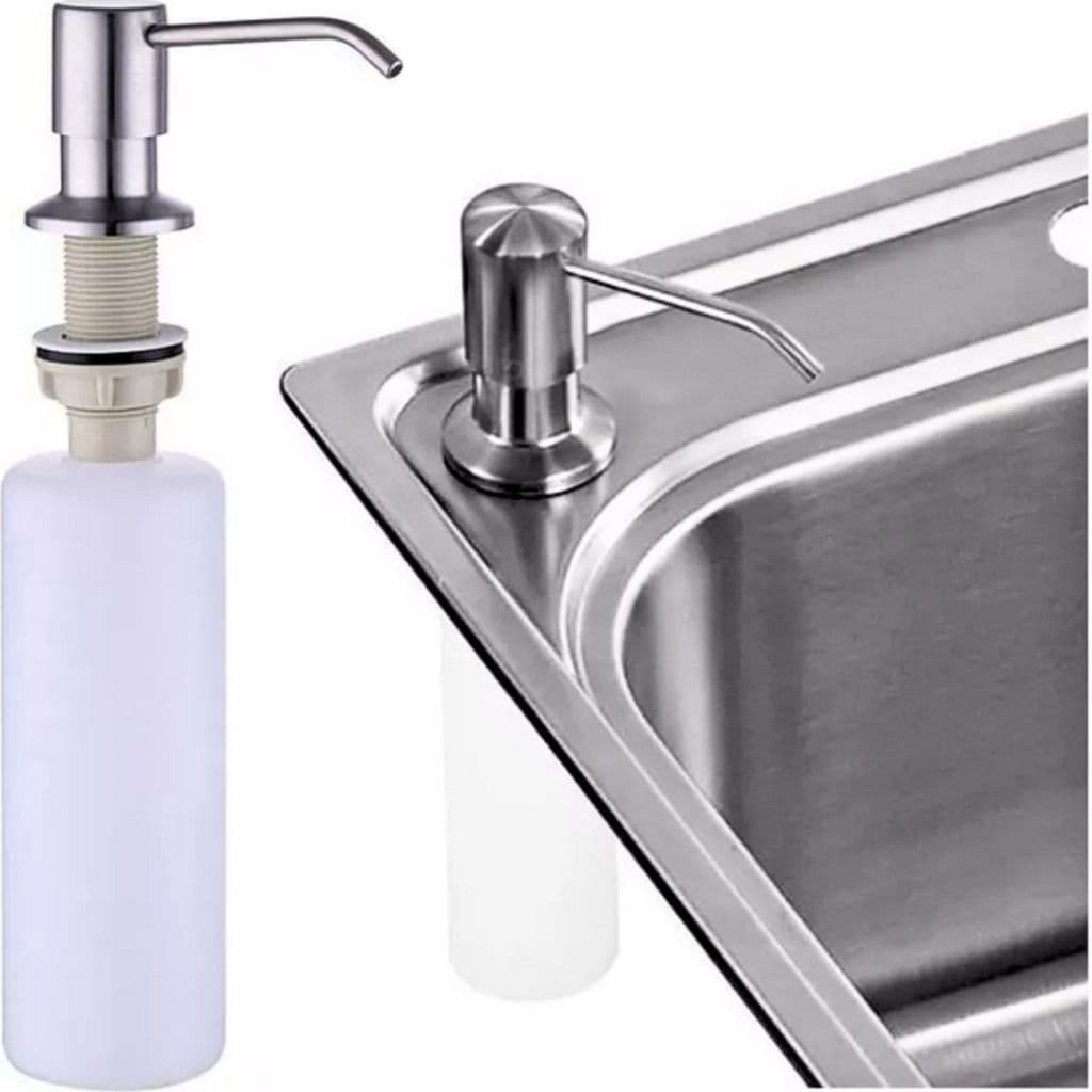 Dispenser Embutir Dosador Detergente Inox Porta Sabonete Pia Cuba Bancada 350ml