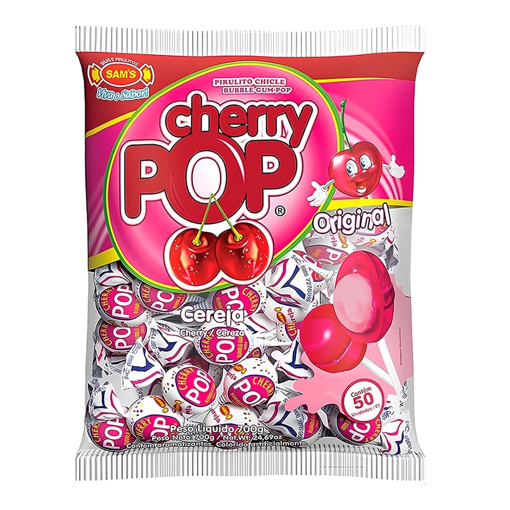 Pirulito Pop Cherry Original Cereja c/ 50un Sam´s