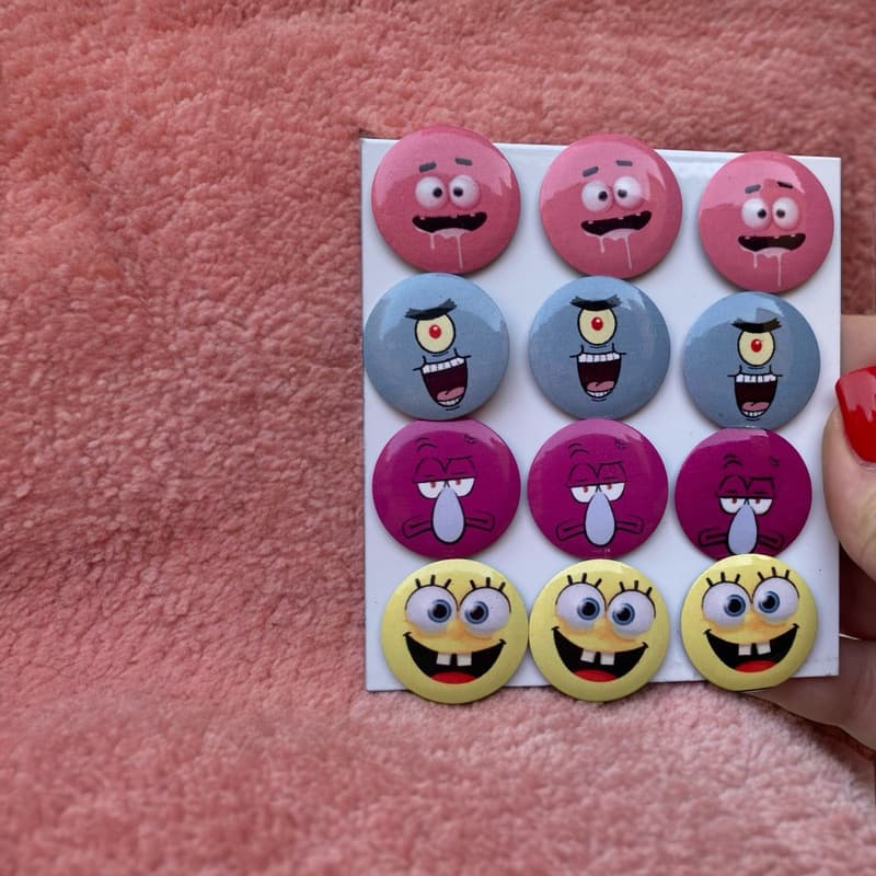 Kit com 12 Ímas de Geladeira BOB ESPONJA - Cozinha Moderna e Engraçada