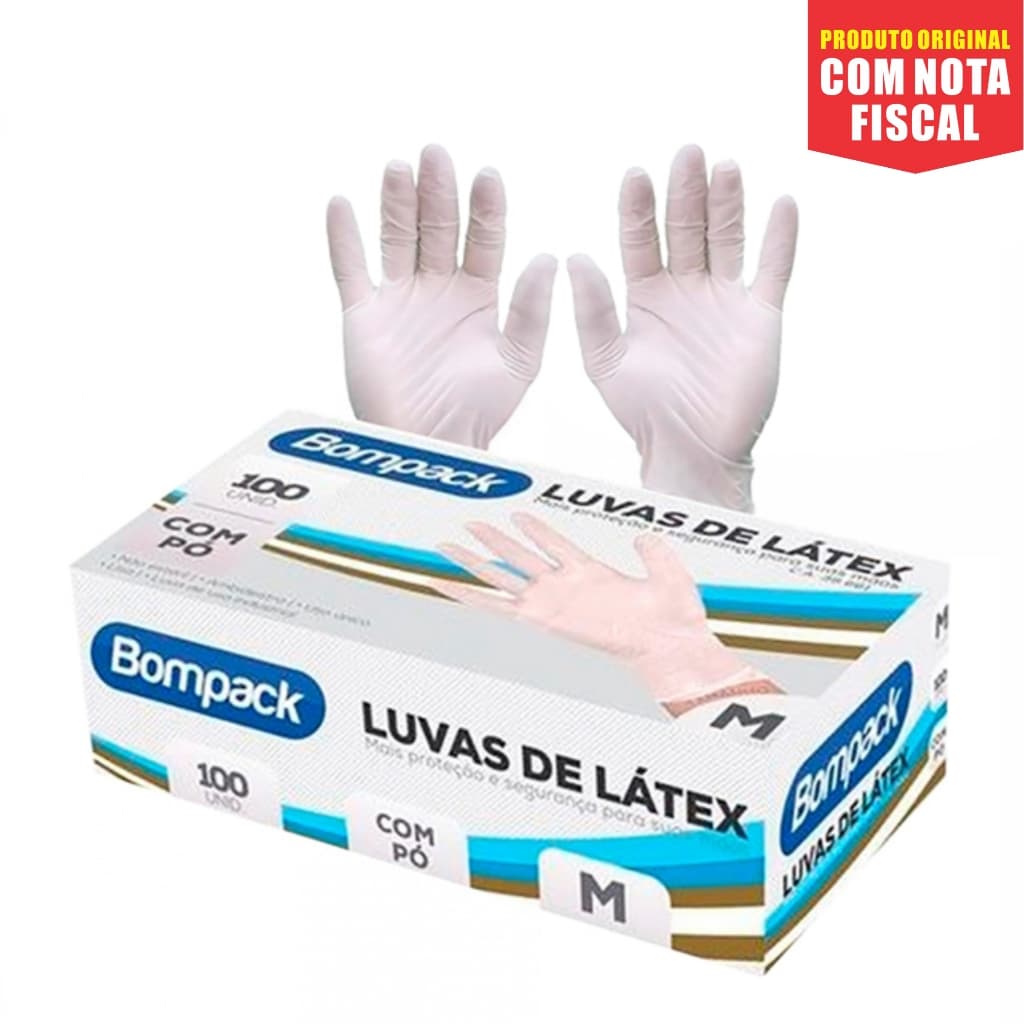 Luvas Látex Procedimento Branca Com Pó 100 unidades - P/M/G