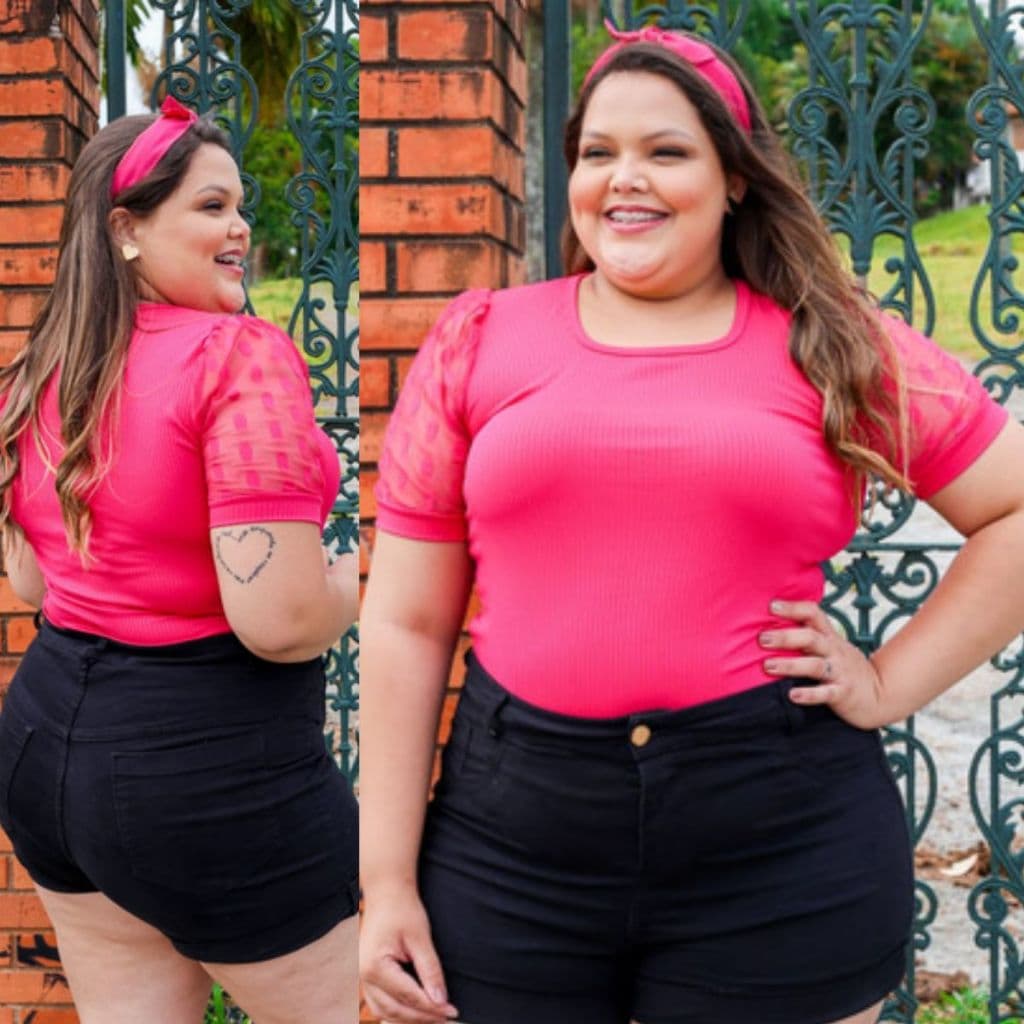 Blusa Para Trabalhar Feminina Plus Size Manga Curta Bufante Linha Premium