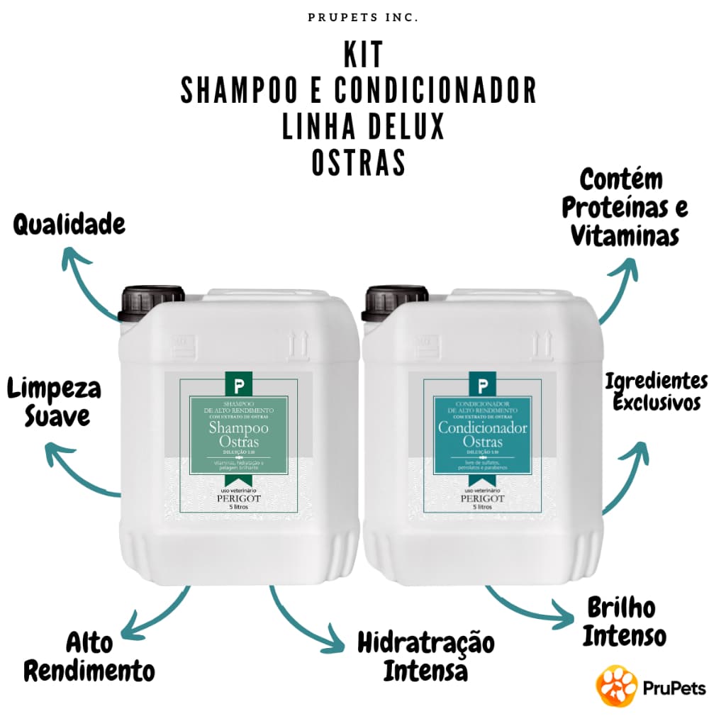 Kit 1:10 Shampoo e Condicionador de Delux Ostras 5 litros Perigot
