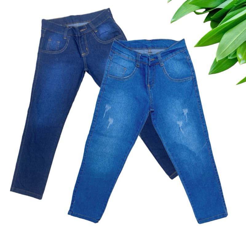 Calça Jeans Denim Infantil Menino Com Botão Juvenil S.M