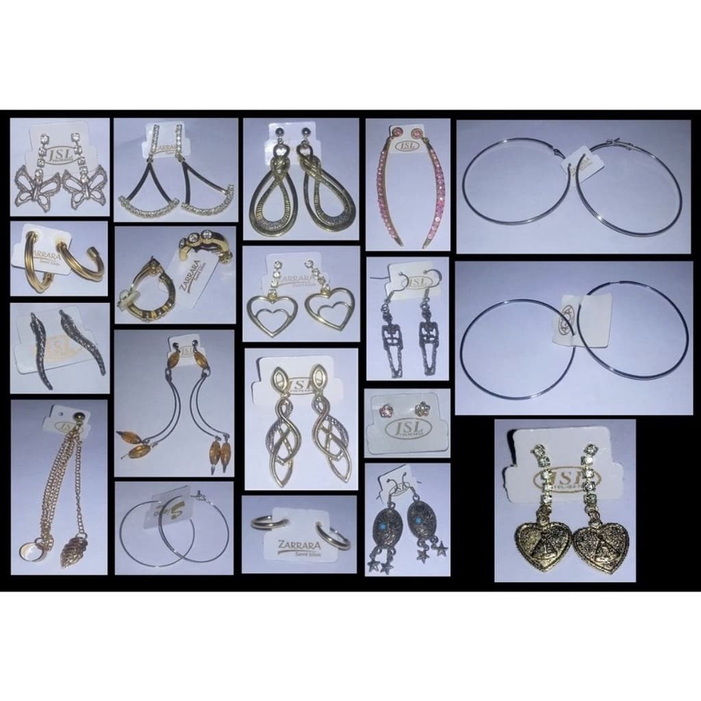 brincos variados diversos modelos de brinco folheado a ouro e prata aço