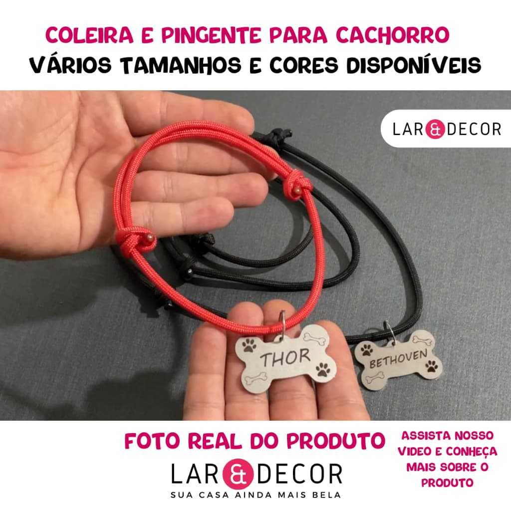Coleira para Cachorro com Placa de Identificação Personalizada
