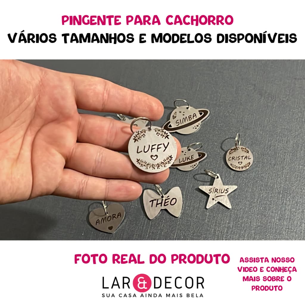 Plaquinha De Identificação Pet Personalizado Cachorro Gato Pet