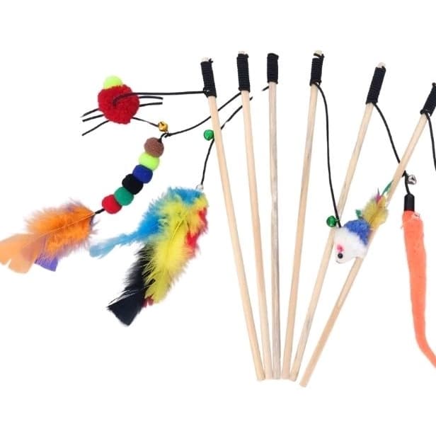 Varinha para gato com rato de pelúcias - brinquedo de gato vareta