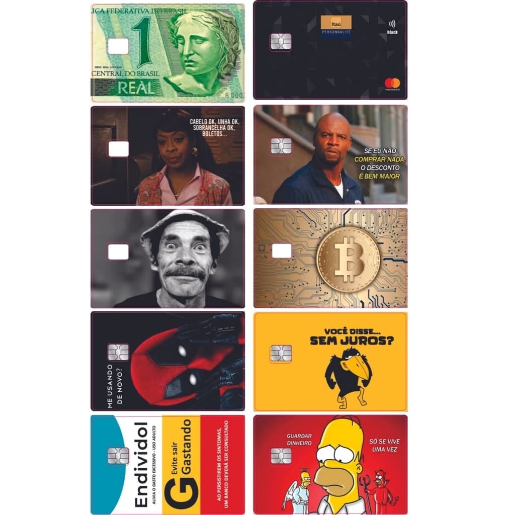 Kit 10 Adesivos para Skin de Cartão Chip Madruga Julius em Vinil Premium de Fácil Aplicação